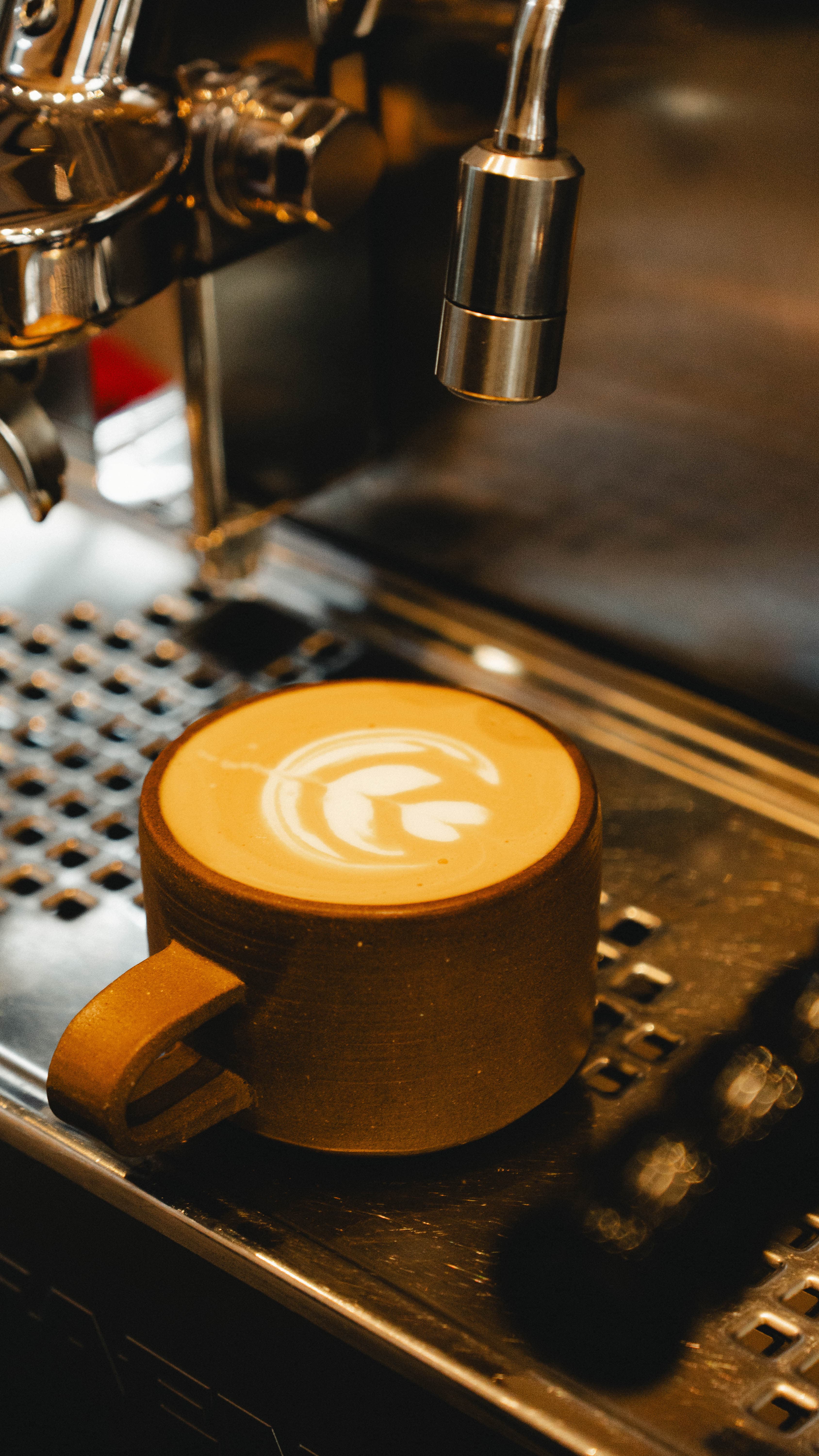 A Van Atleet latte on the espresso machine